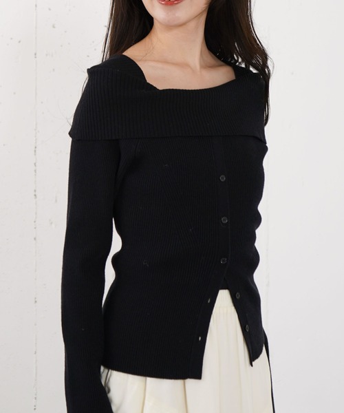 archives（アルシーヴ）の「フロントボタンオフショルプルオーバー（ニット/セーター・レディース・グレー/ブルー/アイボリー/ブラック・MEDIUM）」の14枚目の写真