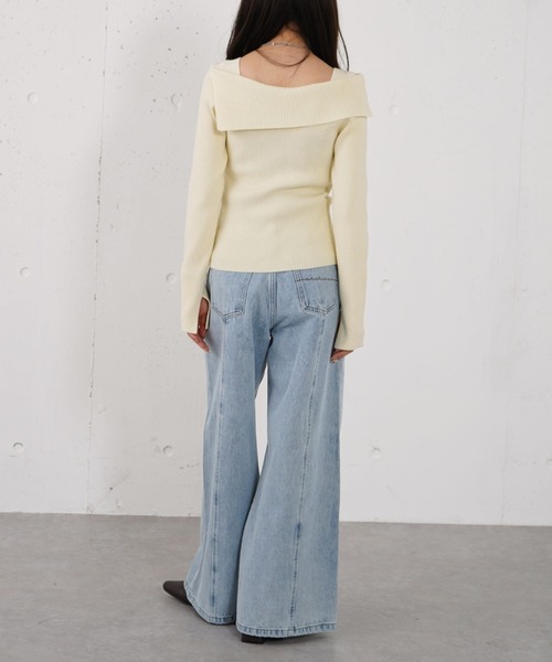 archives（アルシーヴ）の「フロントボタンオフショルプルオーバー（ニット/セーター・レディース・グレー/ブルー/アイボリー/ブラック・MEDIUM）」の11枚目の写真