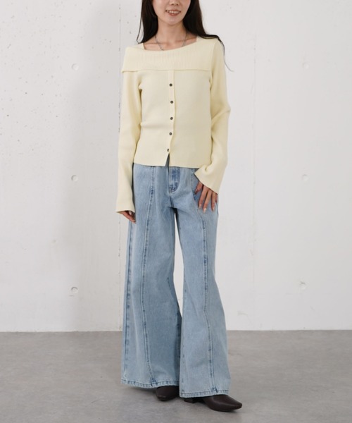 archives（アルシーヴ）の「フロントボタンオフショルプルオーバー（ニット/セーター・レディース・グレー/ブルー/アイボリー/ブラック・MEDIUM）」の8枚目の写真