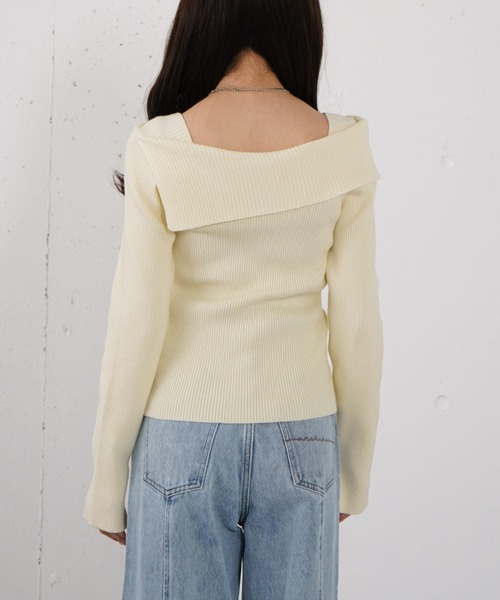 archives（アルシーヴ）の「フロントボタンオフショルプルオーバー（ニット/セーター・レディース・グレー/ブルー/アイボリー/ブラック・MEDIUM）」の7枚目の写真