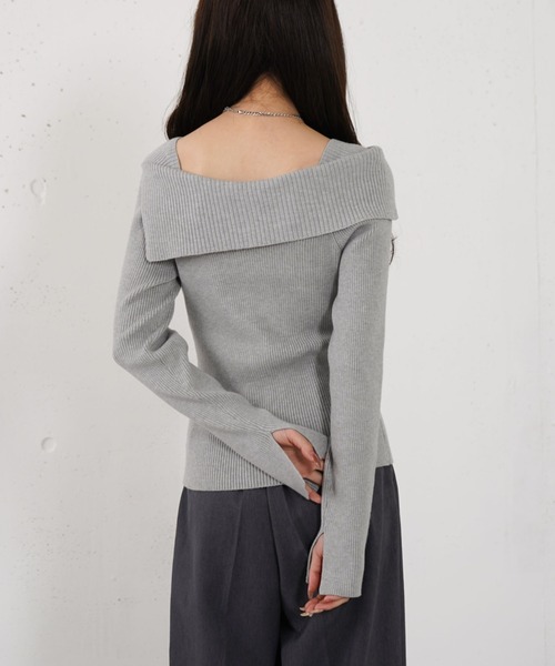 archives（アルシーヴ）の「フロントボタンオフショルプルオーバー（ニット/セーター・レディース・グレー/ブルー/アイボリー/ブラック・MEDIUM）」の22枚目の写真