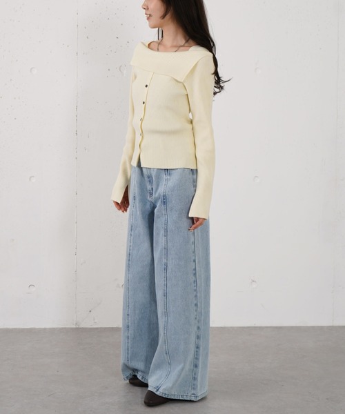 archives（アルシーヴ）の「フロントボタンオフショルプルオーバー（ニット/セーター・レディース・グレー/ブルー/アイボリー/ブラック・MEDIUM）」の10枚目の写真