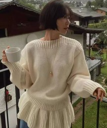 取り外し可能な裾デザインのニットトップス