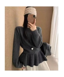 取り外し可能な裾デザインのニットトップス