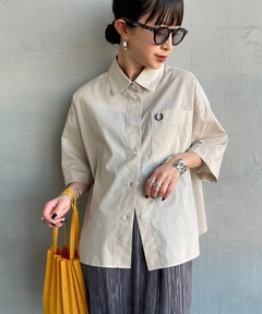 DANTON/ダントン] コットンリネン ショートスリーブバンドカラーシャツ