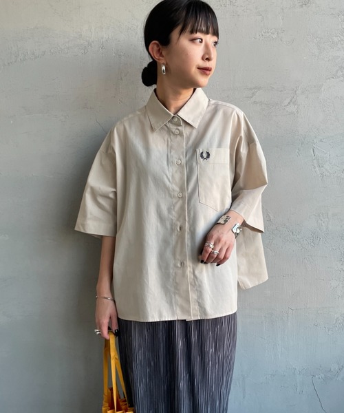 FRED PERRY/フレッドペリー] 別注 ワンポイントロゴ刺繍 シアーシャツ