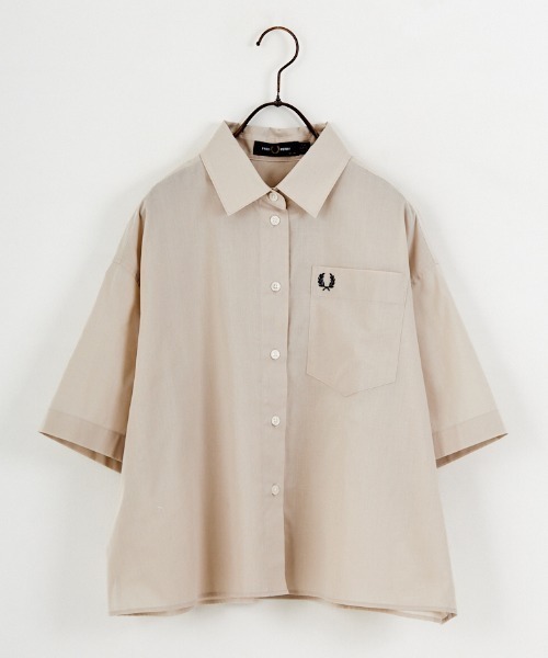 FRED PERRY/フレッドペリー] 別注 ワンポイントロゴ刺繍 シアーシャツ