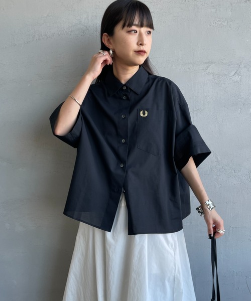 FRED PERRY/フレッドペリー] 別注 ワンポイントロゴ刺繍 シアーシャツ