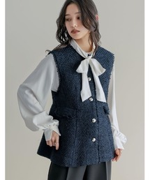 Re:EDIT（リエディ）の「ファンシーツイードぺプラムベスト（ダウンベスト）」