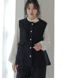Re:EDIT（リエディ）の「ファンシーツイードぺプラムベスト（ダウンベスト）」