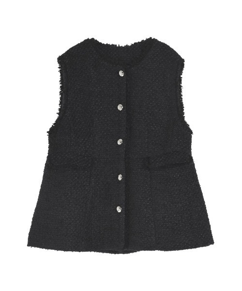Re:EDIT（リエディ）の「ファンシーツイードぺプラムベスト（ダウンベスト・レディース・ネイビー/ブラック・MEDIUM/LARGE）」の17枚目の写真
