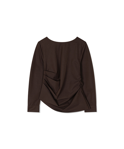 Yuje(ユジェ)の「NOMA DRAPE SHIRTS (3color,2size)(シャツ/ブラウス・レディース・ブラック/ダークブラウン/アイボリー・SMALL/MEDIUM)」の3枚目の写真