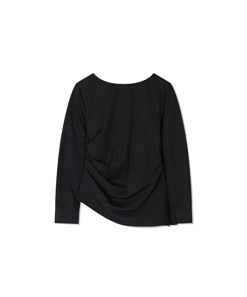 Yuje(ユジェ)の「NOMA DRAPE SHIRTS (3color,2size)(シャツ/ブラウス・レディース・ブラック/ダークブラウン/アイボリー・SMALL/MEDIUM)」の2枚目の写真