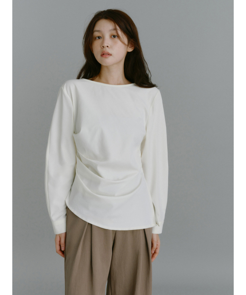 Yuje(ユジェ)の「NOMA DRAPE SHIRTS (3color,2size)(シャツ/ブラウス・レディース・ブラック/ダークブラウン/アイボリー・SMALL/MEDIUM)」の4枚目の写真