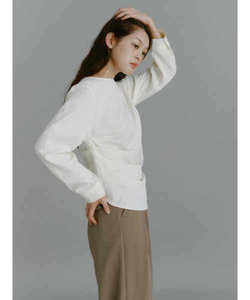 Yuje(ユジェ)の「NOMA DRAPE SHIRTS (3color,2size)(シャツ/ブラウス・レディース・ブラック/ダークブラウン/アイボリー・SMALL/MEDIUM)」の7枚目の写真