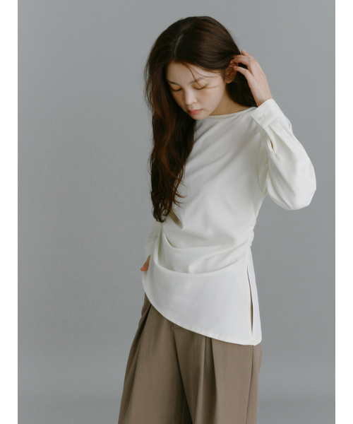 Yuje(ユジェ)の「NOMA DRAPE SHIRTS (3color,2size)(シャツ/ブラウス・レディース・ブラック/ダークブラウン/アイボリー・SMALL/MEDIUM)」の9枚目の写真