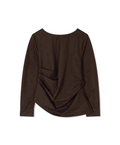 Yuje(ユジェ)の「NOMA DRAPE SHIRTS (3color,2size)(シャツ/ブラウス・レディース・ブラック/ダークブラウン/アイボリー・SMALL/MEDIUM)」の22枚目の写真