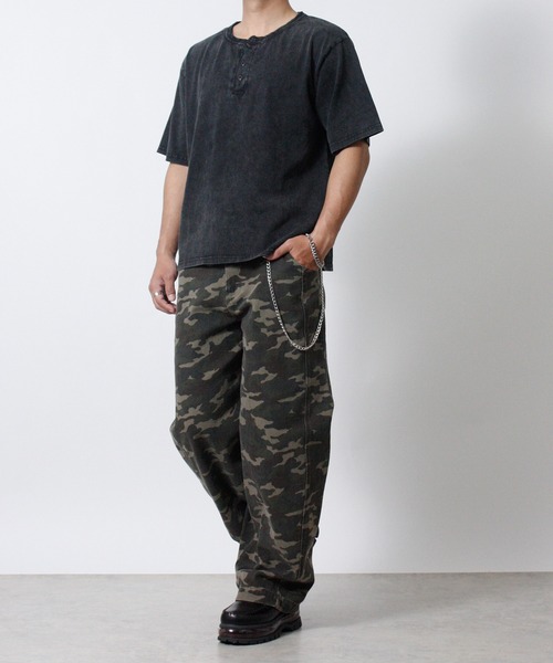NYLAUS(ナイラス)の「【Nylaus】ヘンリーネック 半袖Tシャツ ヴィンテージ加工(Tシャツ/カットソー・メンズ・ホワイト/ブラック/ブラック系その他・L/M)」の19枚目の写真