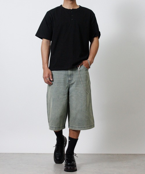 NYLAUS(ナイラス)の「【Nylaus】ヘンリーネック 半袖Tシャツ ヴィンテージ加工(Tシャツ/カットソー・メンズ・ホワイト/ブラック/ブラック系その他・L/M)」の9枚目の写真