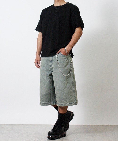 NYLAUS(ナイラス)の「【Nylaus】ヘンリーネック 半袖Tシャツ ヴィンテージ加工(Tシャツ/カットソー・メンズ・ホワイト/ブラック/ブラック系その他・L/M)」の11枚目の写真