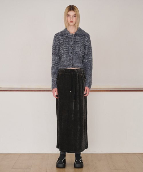 ETMON(エトモン)の「Velvet Banding Logo Skirt, Charcoal(スカート・レディース・その他・FREE)」の1枚目の写真