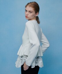 LOULOU WILLOUGHBY | 【LOULOU WILLOUGHBY】レースレイヤーペプラムカーディガン(カーディガン/ボレロ)