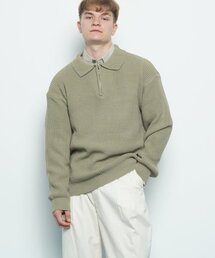 M506 collar zipup knit khaki