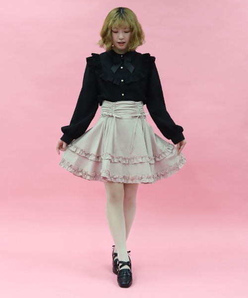 axes femme POETIQUE(アクシーズファムポエティック)の「ハイウエストドロストスカパン(その他パンツ・レディース・その他1/ピンク/ブラック・MEDIUM)」の2枚目の写真
