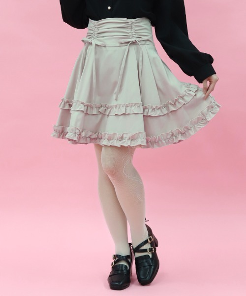 axes femme POETIQUE(アクシーズファムポエティック)の「ハイウエストドロストスカパン(その他パンツ・レディース・その他1/ピンク/ブラック・MEDIUM)」の6枚目の写真