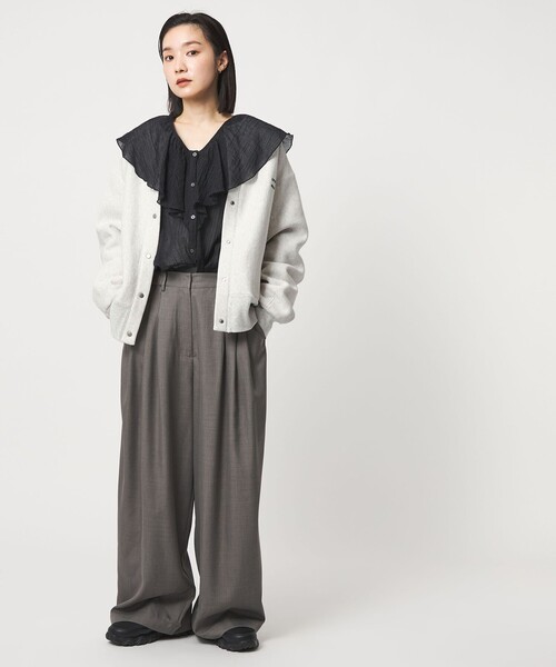 CITEN（シテン）の「＜CITEN＞ユルリバースカーディガン（カーディガン/ボレロ・レディース・ライトグレー/ホワイト/イエロー・M/S）」の7枚目の写真