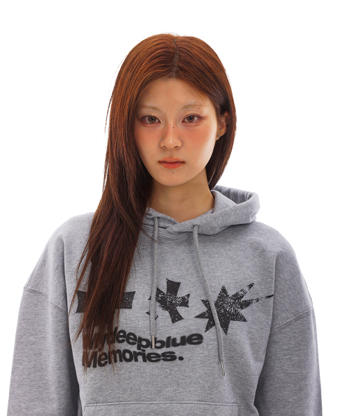 mydeepbluememories（マイディープブルーメモリーズ）の「SYMBOL LOGO GRAPHIC HOODIE (GREY)（パーカー・レディース・グレー・FREE/2）」の5枚目の写真