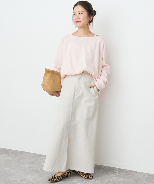 Spick & Span（スピックアンドスパン）の「ウォッシュドツイルナロースカート（スカート・レディース・オリーブ/アイボリー/ベージュ・40/38/36）」の4枚目の写真