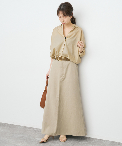 Spick & Span（スピックアンドスパン）の「ウォッシュドツイルナロースカート（スカート・レディース・オリーブ/アイボリー/ベージュ・40/38/36）」の5枚目の写真