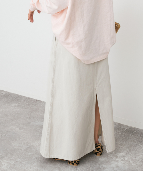 Spick & Span（スピックアンドスパン）の「ウォッシュドツイルナロースカート（スカート・レディース・オリーブ/アイボリー/ベージュ・40/38/36）」の9枚目の写真