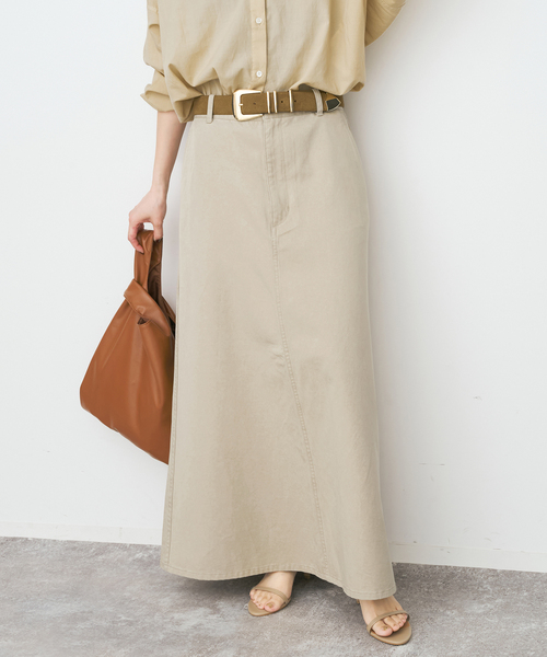 Spick & Span（スピックアンドスパン）の「ウォッシュドツイルナロースカート（スカート・レディース・オリーブ/アイボリー/ベージュ・40/38/36）」の13枚目の写真