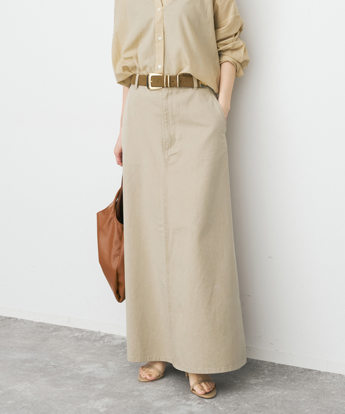 Spick & Span（スピックアンドスパン）の「ウォッシュドツイルナロースカート（スカート・レディース・オリーブ/アイボリー/ベージュ・40/38/36）」の14枚目の写真