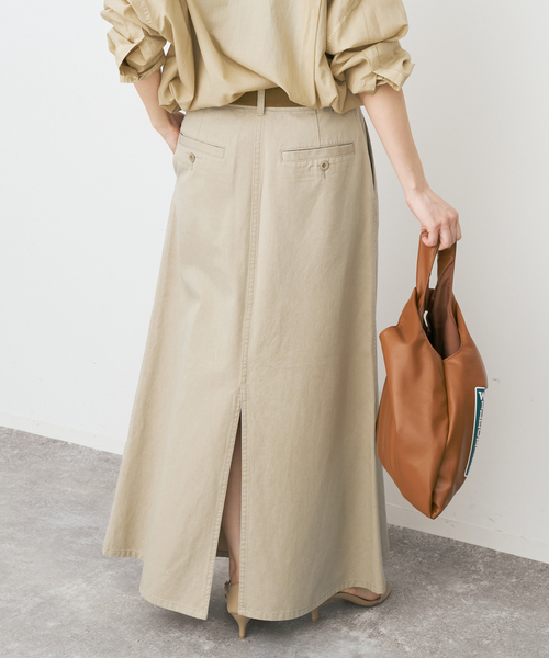 Spick & Span（スピックアンドスパン）の「ウォッシュドツイルナロースカート（スカート・レディース・オリーブ/アイボリー/ベージュ・40/38/36）」の16枚目の写真