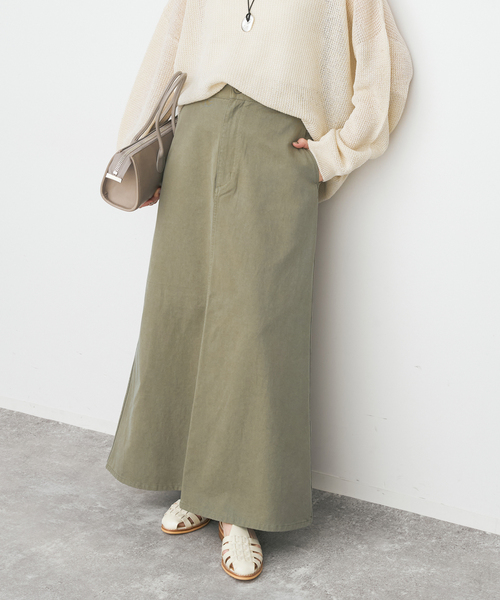 Spick & Span(スピックアンドスパン)の「ウォッシュドツイルナロースカート(スカート・レディース・オリーブ/アイボリー/ベージュ・40/38/36)」の12枚目の写真