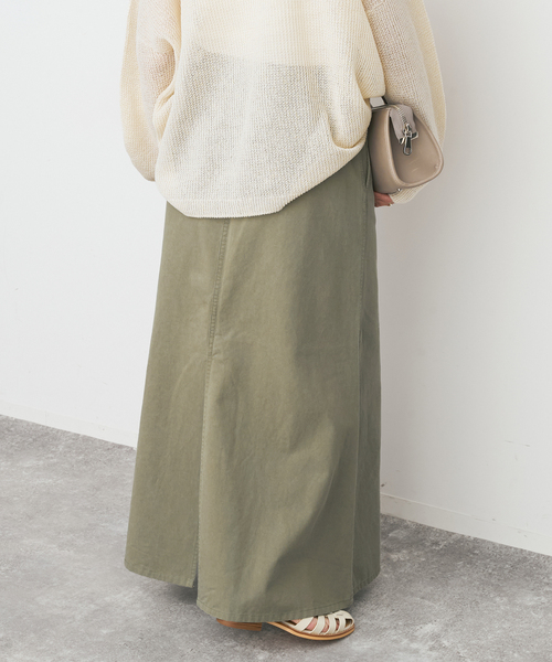Spick & Span(スピックアンドスパン)の「ウォッシュドツイルナロースカート(スカート・レディース・オリーブ/アイボリー/ベージュ・40/38/36)」の13枚目の写真