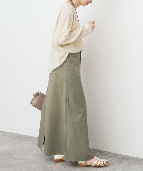 Spick & Span(スピックアンドスパン)の「ウォッシュドツイルナロースカート(スカート・レディース・オリーブ/アイボリー/ベージュ・40/38/36)」の14枚目の写真