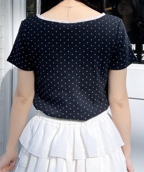 INGNI(イング)の「レース付フロントギャザーリボンリブトップス(Tシャツ/カットソー・レディース・オフホワイト/ブラック/ホワイト×ブラック/ブラック×ホワイト/グレー・M)」の22枚目の写真