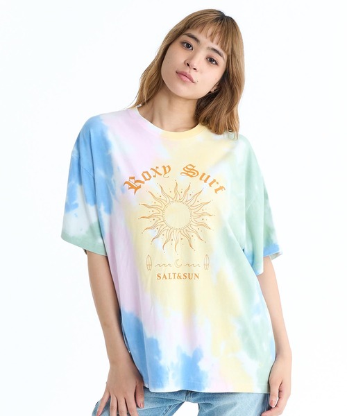 ROXY(ロキシー)の「ROXY/ロキシー 半袖 Tシャツ バックプリント ボーダー タイダイ RST261093(Tシャツ/カットソー・レディース・その他/ホワイト×ブルー/その他1・L/M)」の1枚目の写真