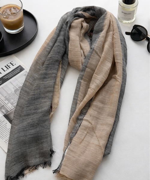 NOLITA LABORATORY(ノリータラボラトリー)の「【 NOLITA / ノリータ 】バイカラー 大判 ストール ユニセックスタイプ スカーフ(ストール/ショール・メンズ・グレー・FREE)」の2枚目の写真