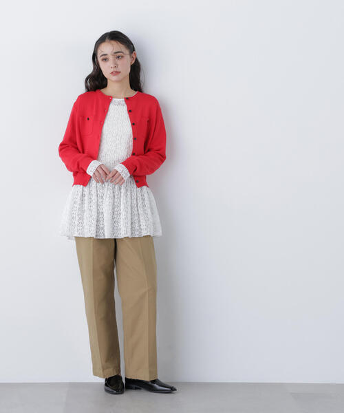 N.（N. Natural Beauty Basic）（エヌエヌナチュラルビューティーベーシック）の「ベーシックポケットカーデ（カーディガン/ボレロ・レディース・ピンク/グリーン/オフホワイト・ﾌﾘ-）」の4枚目の写真