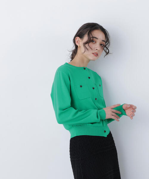 N.（N. Natural Beauty Basic）（エヌエヌナチュラルビューティーベーシック）の「ベーシックポケットカーデ（カーディガン/ボレロ・レディース・ピンク/グリーン/オフホワイト・ﾌﾘ-）」の13枚目の写真