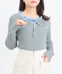 ASTORIA ODIER | イミテーションフリルリブニット　(300日着られるニット/イージーケア/ウォッシャブル)(ニット/セーター)