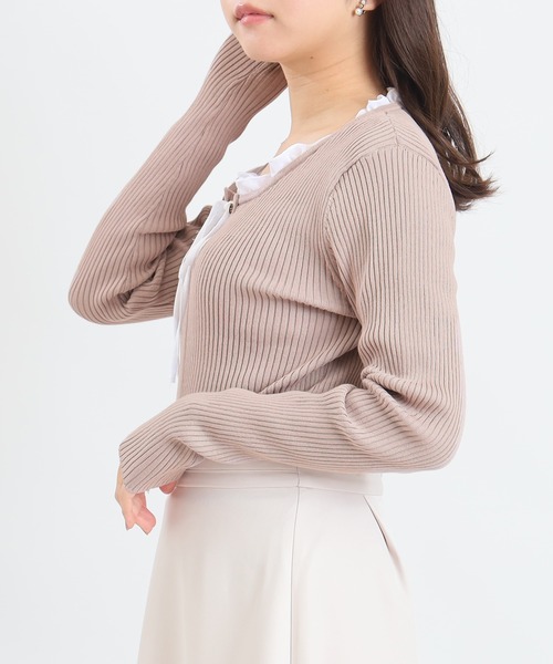 ASTORIA ODIER（アストリアオディール）の「イミテーションフリルリブニット　(300日着られるニット/イージーケア/ウォッシャブル)（ニット/セーター・レディース・ピンクベージュ/ライトグレー/ネイビー・MEDIUM）」の9枚目の写真