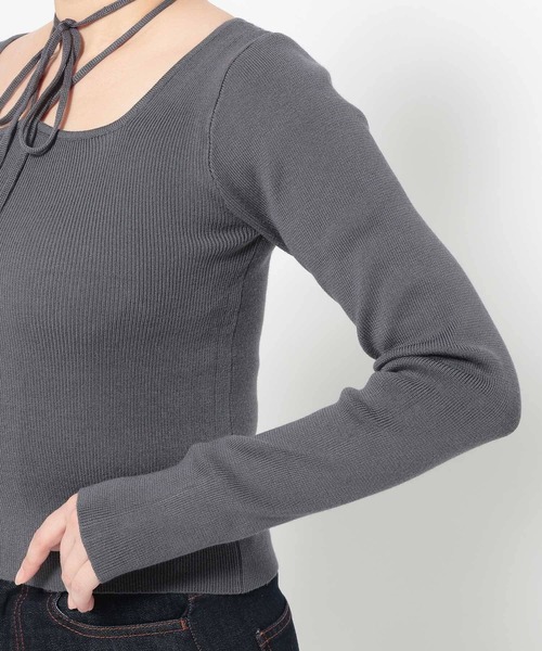 mysty woman（ミスティウーマン）の「ホルターネックロングスリーブニット　659276（ニット/セーター・レディース・オフホワイト/グレー/ブラック・FREE）」の13枚目の写真