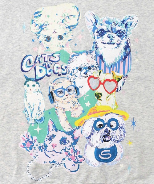 ScoLar(スカラー)の「161617:ラメ入りわんにゃん柄裏毛プルオーバー(Tシャツ/カットソー・レディース・イエロー/ネイビー/オートミール/ピンク・M)」の14枚目の写真