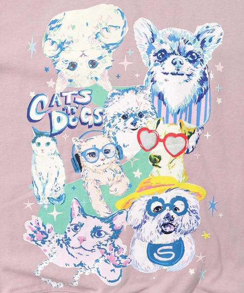 ScoLar(スカラー)の「161617:ラメ入りわんにゃん柄裏毛プルオーバー(Tシャツ/カットソー・レディース・イエロー/ネイビー/オートミール/ピンク・M)」の15枚目の写真